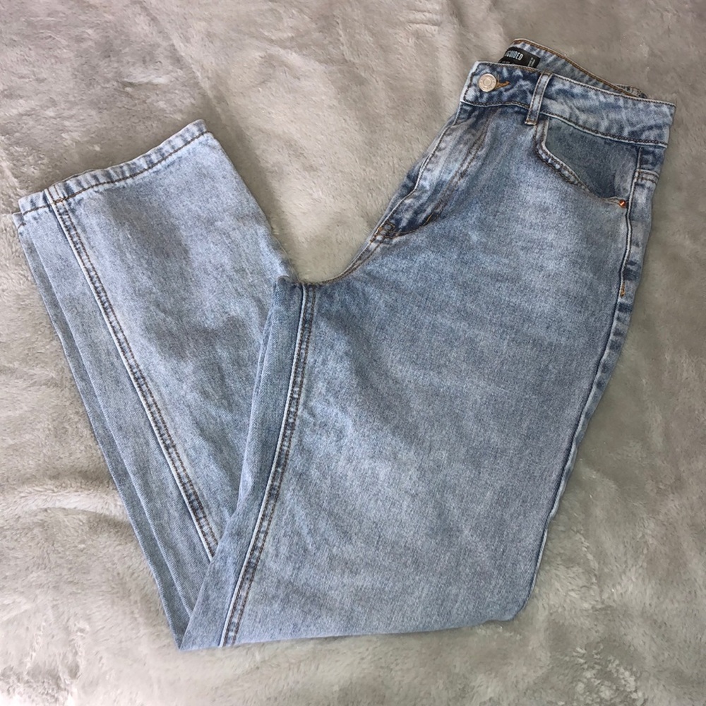 MISSGUIDED Blue Mid Rise Dad Jeans
